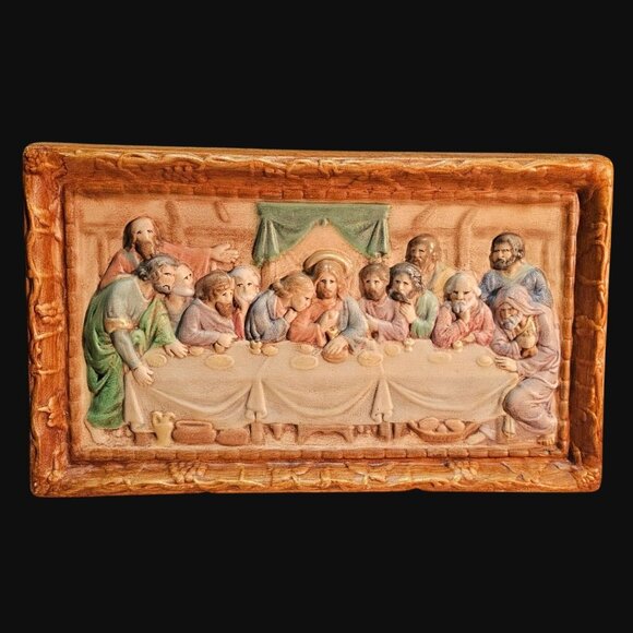 Vintage Last Supper Holland Mold 3D Jesus Religious Christian Wall Plaque - Picture 3 of 11